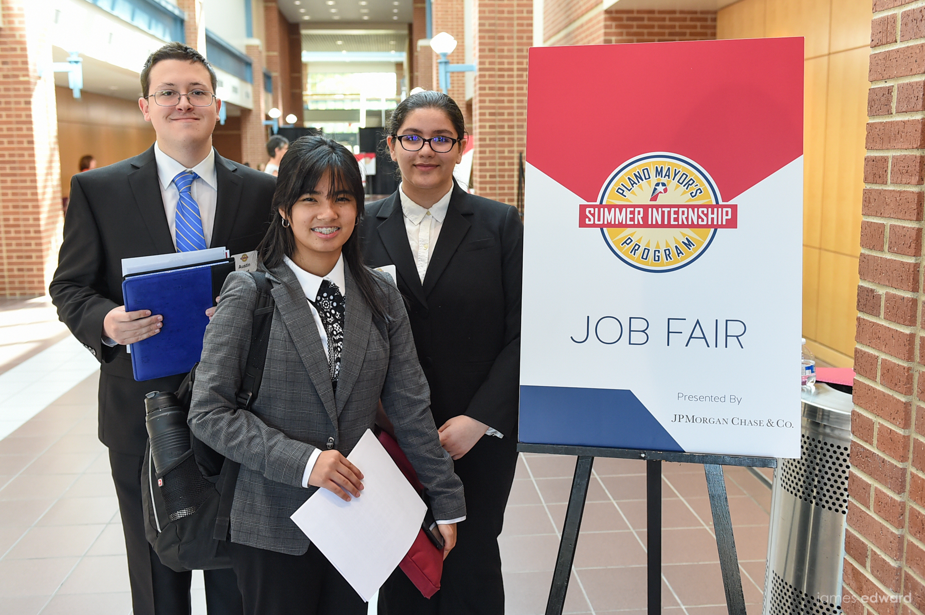 Three students at job fair 